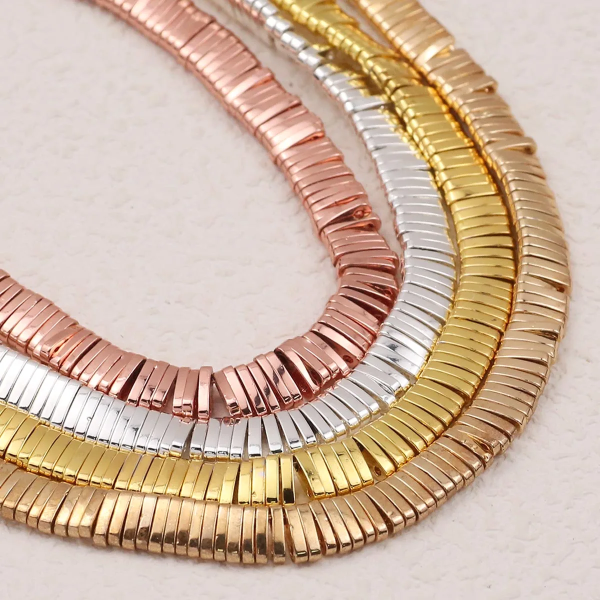 Позолоченные прямоугольные двойные отверстия гематита 5x1 мм