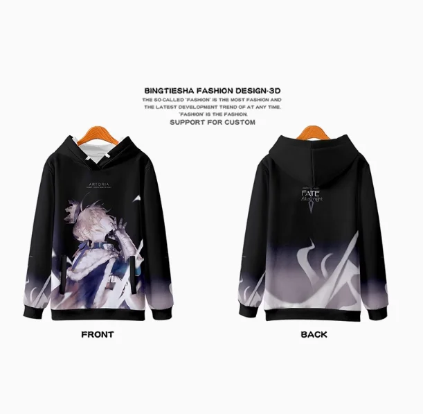Толстовка с капюшоном и надписью Fate/stay night для мужчин женщин
