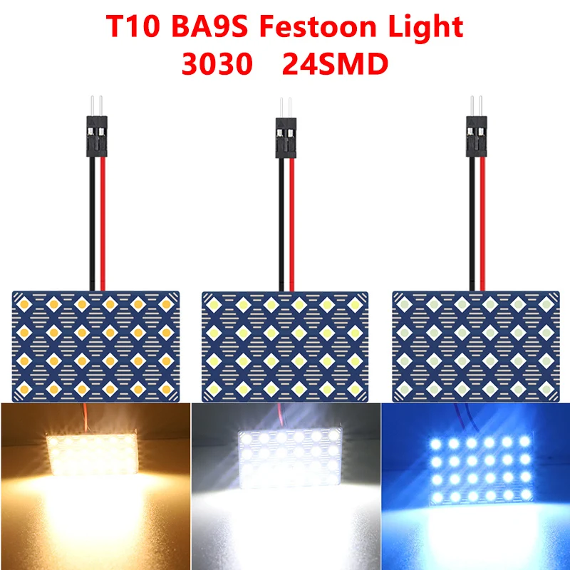 

Лампа для чтения автомобиля COB 24SMD C5W T10 BA9S, 12 В, 3030 к, 1 шт.