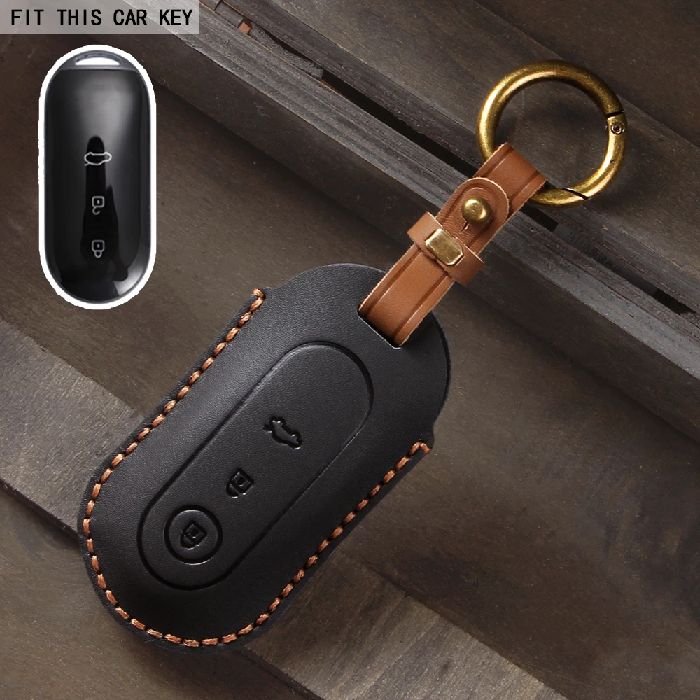 

Кожаный автомобильный чехол для смарт-ключа для Aito M5 M7 2022 3-кнопочный защитный чехол с дистанционным управлением, брелок, автоаксессуары