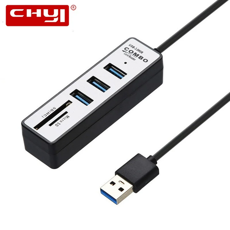 

USB 3.0 Hub Alli in One Powered Adapter Support SD TF Card Reader High Speed Multi Ports Hab Splitter PC Computer Accessories