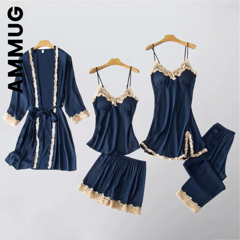 

Ammug V-Neck Nighties Wear Sexy Womens Pajamas Set Home Negligee Nightwear Lingerie Spring Nighty Robe Gown Suit Sleepwear