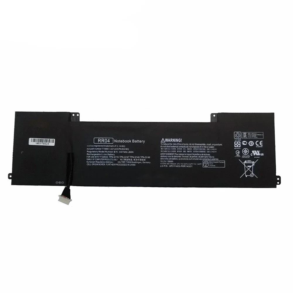 Оригинальный аккумулятор для ноутбука RR04 15,2 В 58 Втч для HP Omen 15 15-5014TX TPN-W111 HSTNN-LB6N RR04XL 778951-421 и т. д. (art.: 3920d01b13ecb) - 3920d01b13ecb