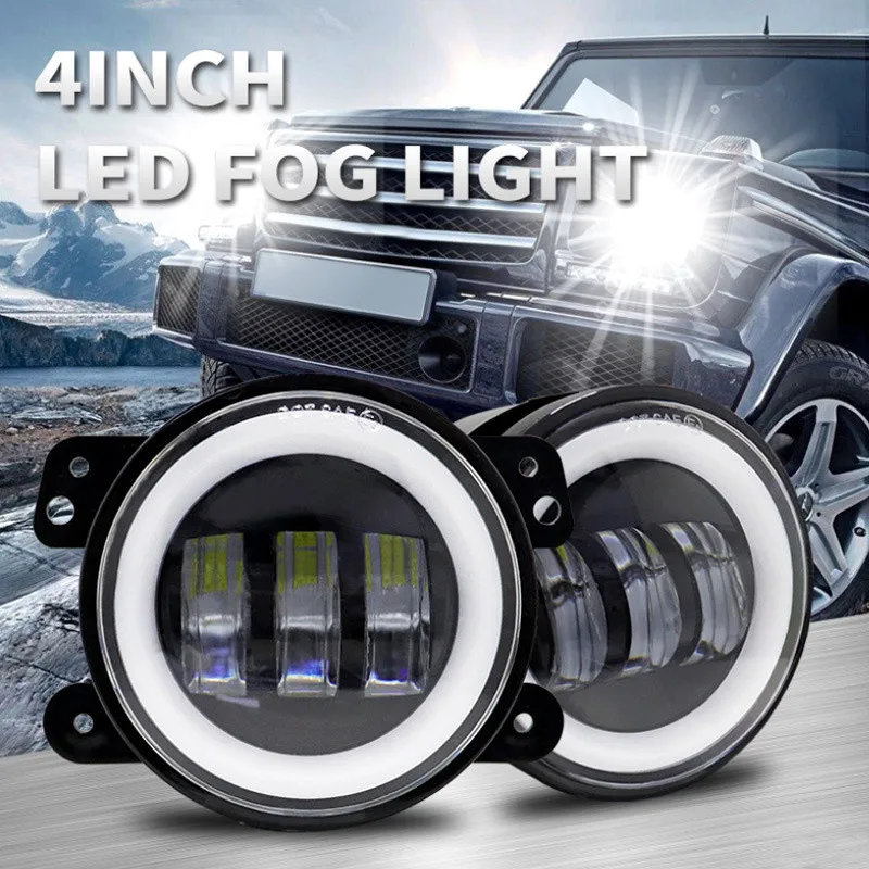 

Для Jeep Wrangler JK Dodge Chrysler 30 Вт 4-дюймовый светодиодный автомобиль с белым кольцом ореола передняя противотуманная лампа дневные ходовые огни