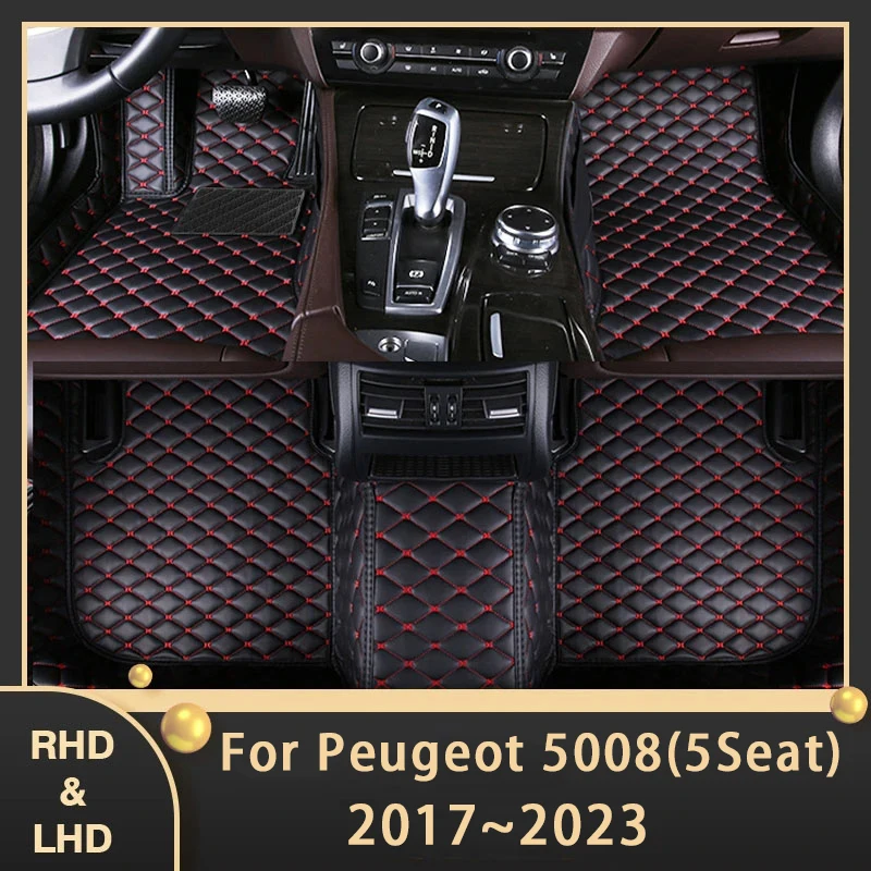 

Car Floor Mats For Peugeot 5008 P87 2017~2023 Auto Custom Auto Foot Pads Leather Carpet Interior Accessories 2019 2020 2021 2022