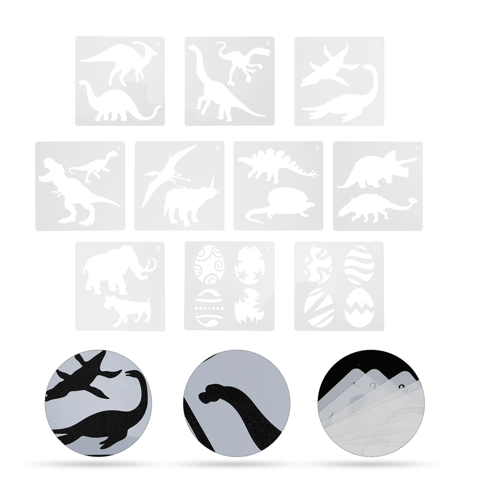 

10 PCS US Flag Dinosaur Template Paint Craft Stencil Spraying Stencils Drawing Child Painting White Classroom