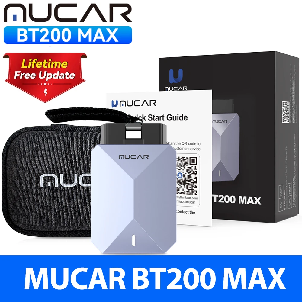 

MUCAR BT200 Max OBD2 Сканер CAN FD, двунаправленное управление, инструмент диагностики всей системы 15, сброс для всех автомобилей, бесплатное обновление