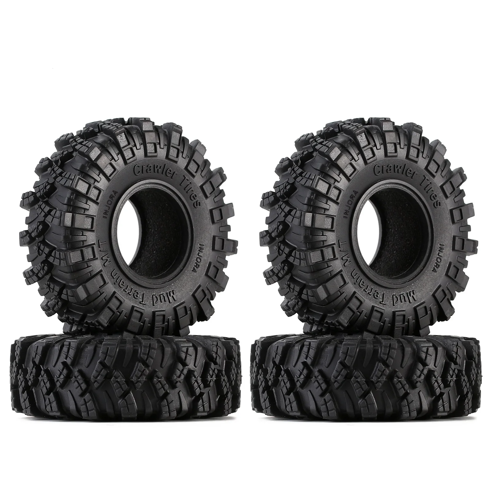 

RCBOYZ 4PCS 1.0" Tires Rubber Crawler Wheel Tires for 1/18 TRX4M SCX24 Axial 1/24 1/18 Mud Terrain Tires Tracked RC Crawler Car