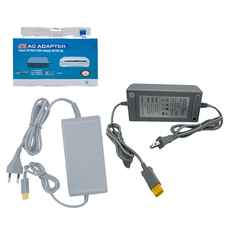 

AC 100-240V for Dc 15V 5A Power Adapter Supply Gamepad Charger Cable Replacement Console Charger for Wii U -EU/US Plug