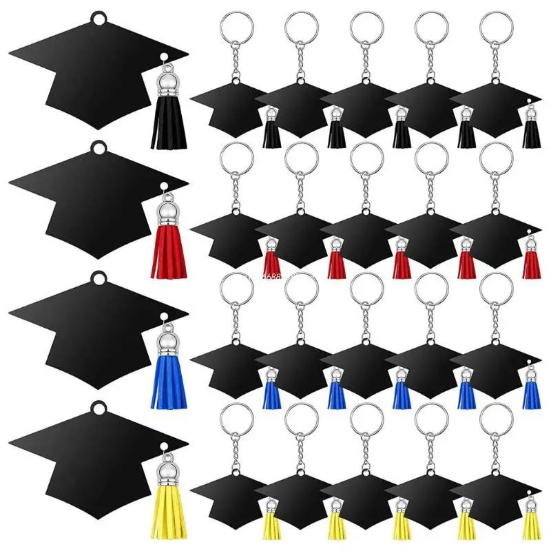 

24pcs Graduation Keychains Pendant Bachelor Hat Hanging Charm Ornaments Crafts Dropship
