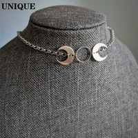 double moon vintage necklace for women girls fashion personality witchcraft jewelry gifts simple gothic choker women new trend