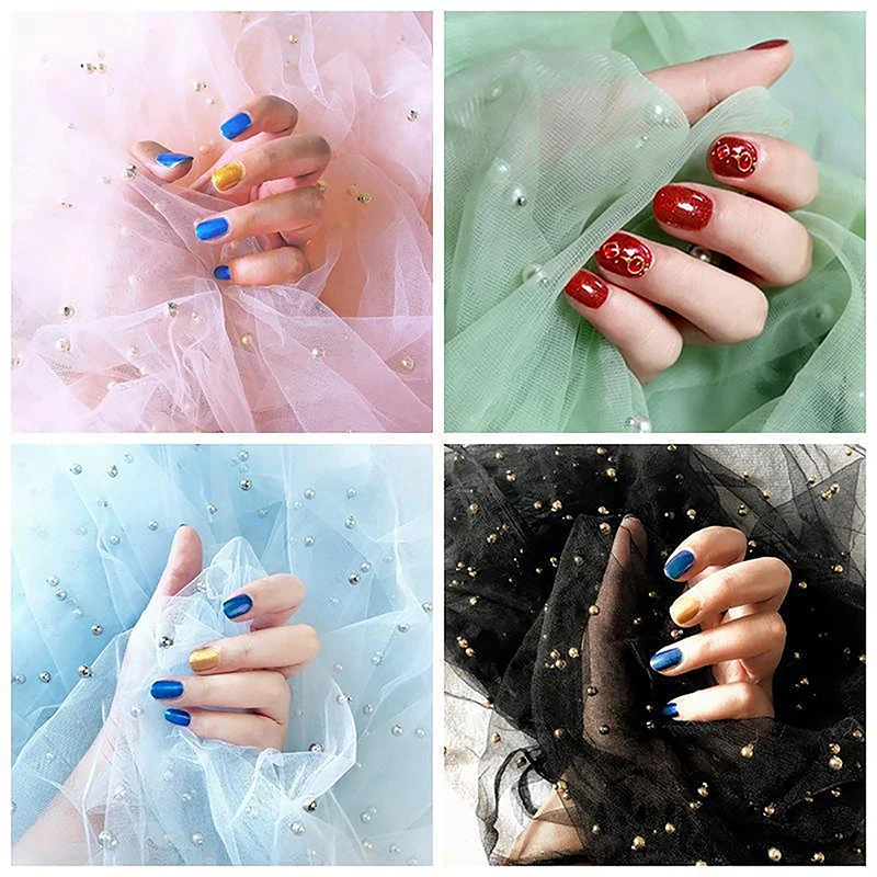 

Nail Photos Shooting Props Gauze with Pearl Photography Background Tulle Items Fotografia Backdrops Decoration Materials