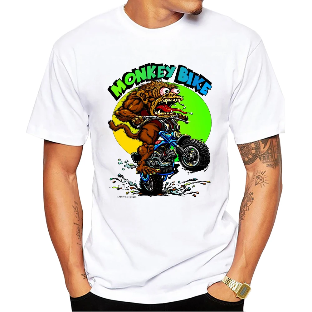 TEEHUB Lustige Affe Fahrrad Männer T-Shirt 3D Affe Gedruckt Coole T Shirts Kurzarm T-shirts Harajuku T – Detail 2