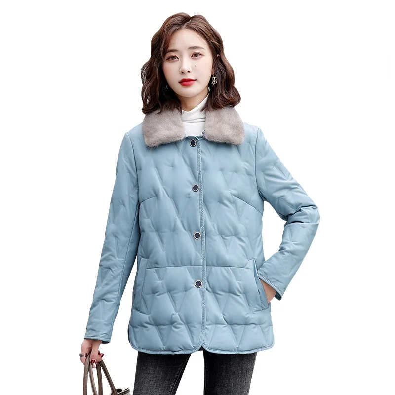 

Thin 90% White Duck Light Down Jacket Women Autumn Winter 2023 Real Mink Fur Sheepskin Coat Female Manteau Femme Gxy1235