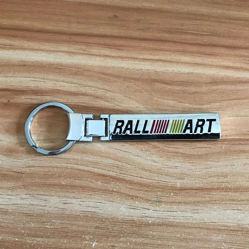 

High quality JDM metal cuboid 3D Two sided car key ring for RALLIART emblem for Mitsubishi Lancer 10 9 EVO keychain accessories