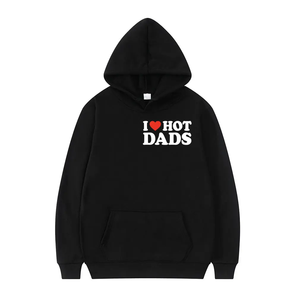 

I Love Hot Dads Red Heart Letter Print Hoodie Hip Hop Tracksuit Men Women Autumn Winter Fleece Sweatshirt Couple Jumper Hoodies