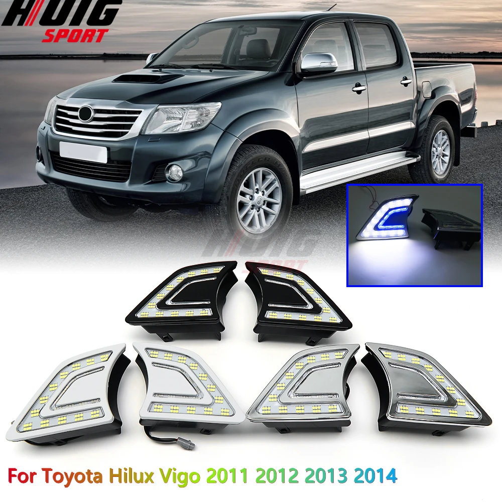 Светодиодные дневные ходовые огни для Toyota Hilux Vigo 2011 2012 2013 2014 DRL противотуманные