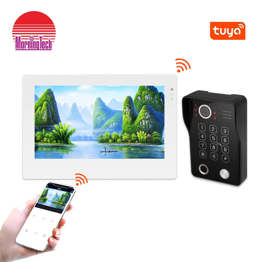 

Rfid Card Access Control video door phone 7" touch scree doorbell wifi wireless intercom tuya app remote unlock doors