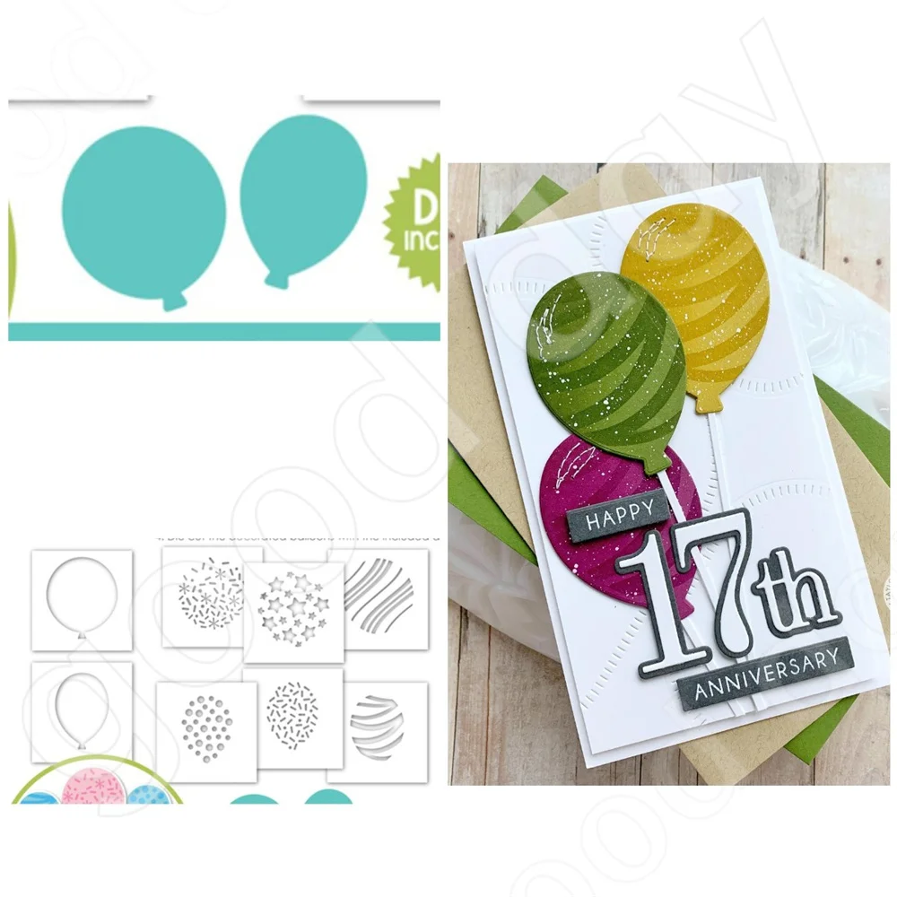 

2023 New Birthday Balloons Cutting Dies and Stencil Scrapbook Diary Decoration Embossing Template DIY Greeting Card Handmade