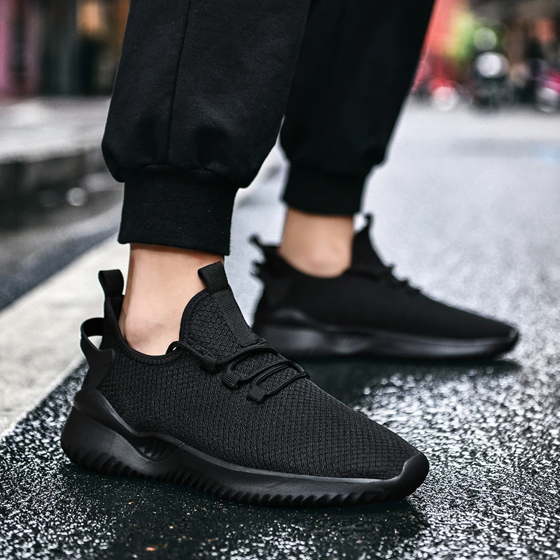 Hot Sale Light Running Shoes Men Sneakers Knit Mesh Breathable Non-slip Wear-resistant Outdoor Casual Walking Men Sport Shoes