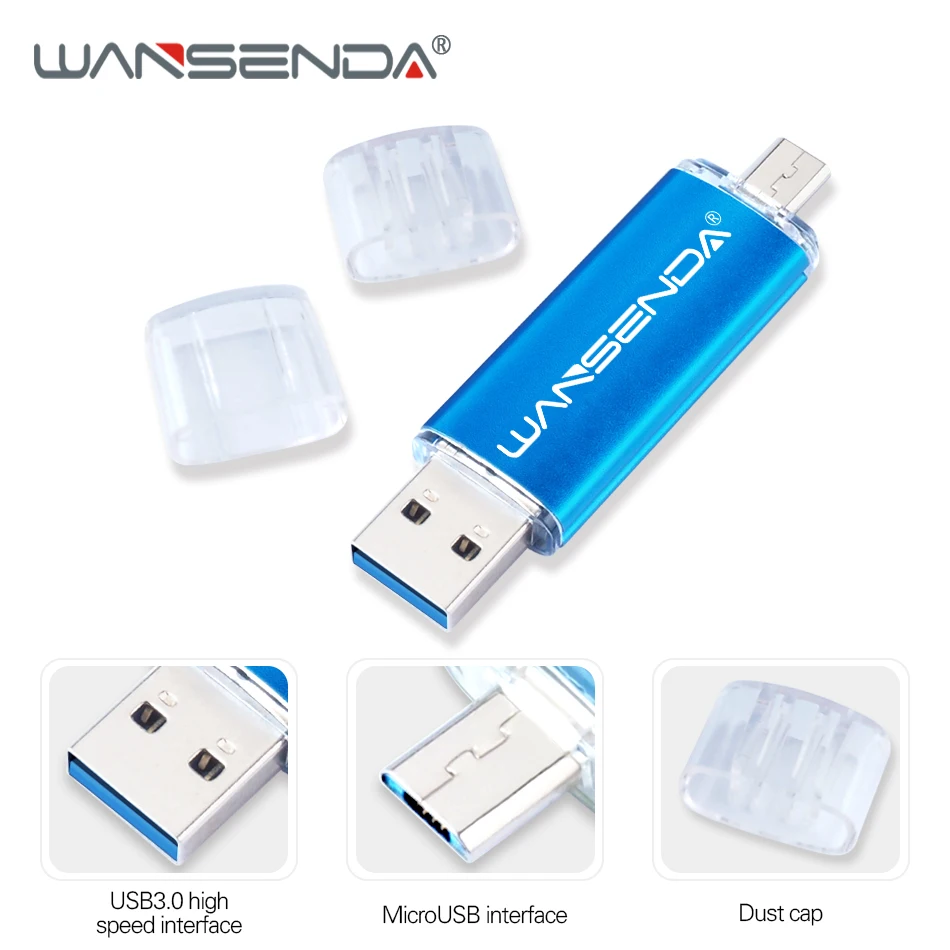 

WANSENDA OTG USB флеш-накопитель, USB 3,0, 256 ГБ, 128 ГБ, 64 ГБ, 32 ГБ, 16 ГБ, 8 Гб