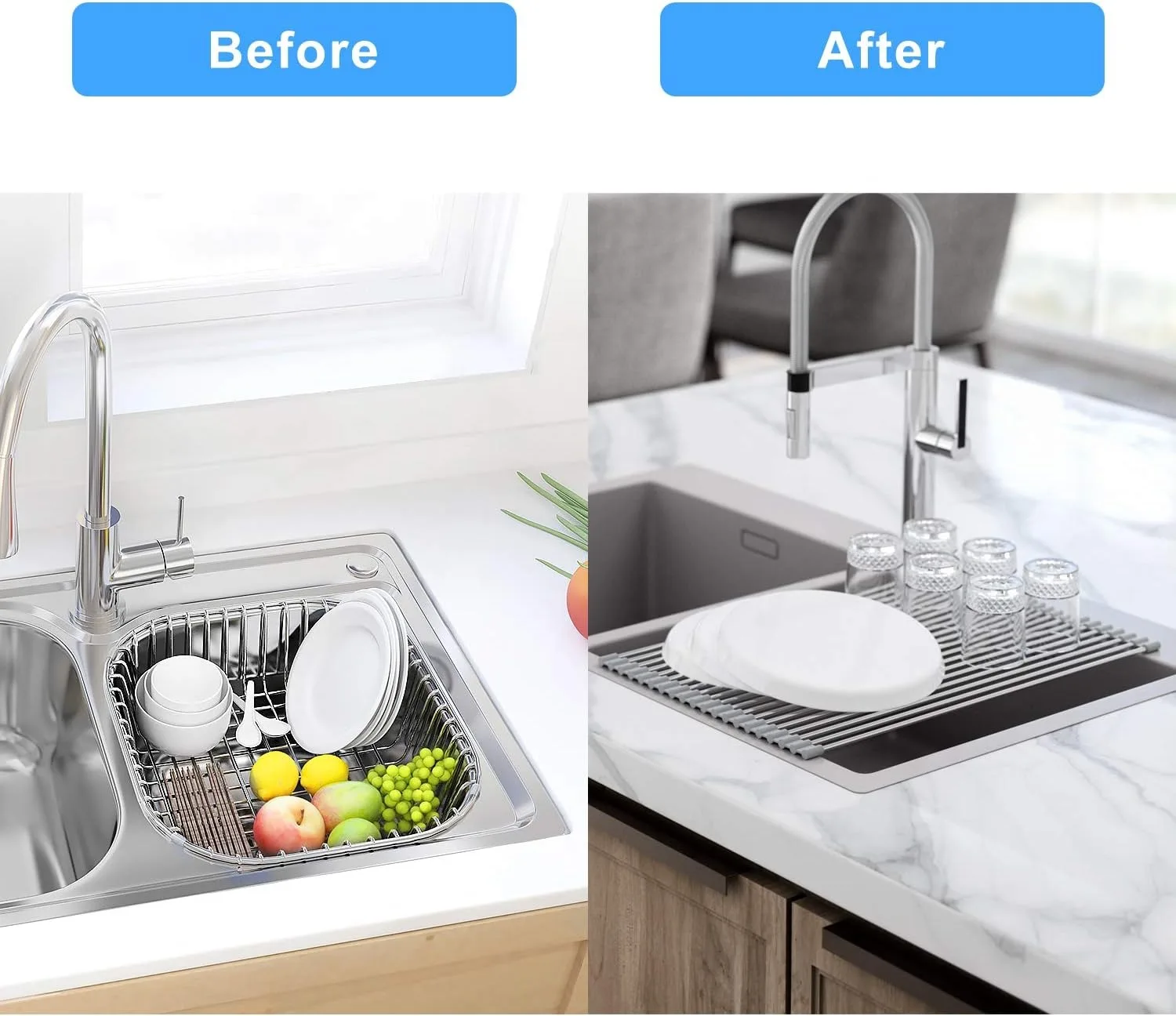 Kitchen Foldable Sink Plate Storage Bowl Holder 304 Stainless Dish Drying Rack Drainer Shelf Accessories