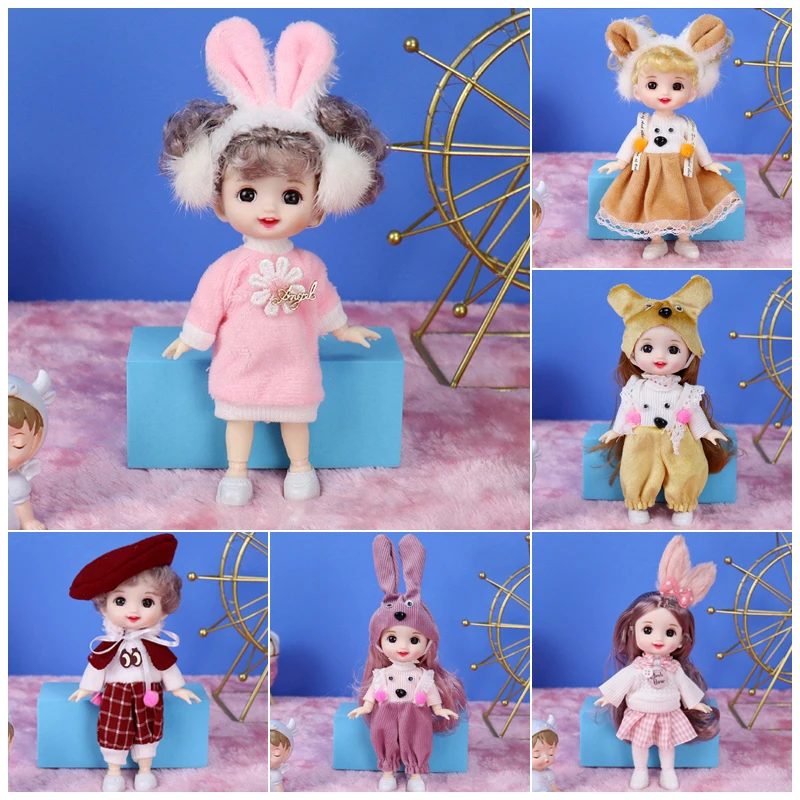 

Mini 16cm BJd Doll 13 Movable Joint Girl Doll 3D Big Eyes 1/12 Fashion Princess Doll DIY Dress Up Toy With Clothes for Kids Gift