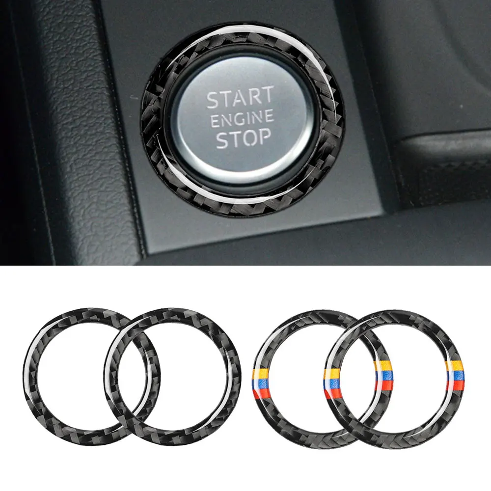 

Carbon Fiber Car Engine Start Stop Button Trim Sticker For Audi A3 A4 A5 A6 C5 C6 Q5 Q7 S3 S6 S7 Key Ring Car Accessories