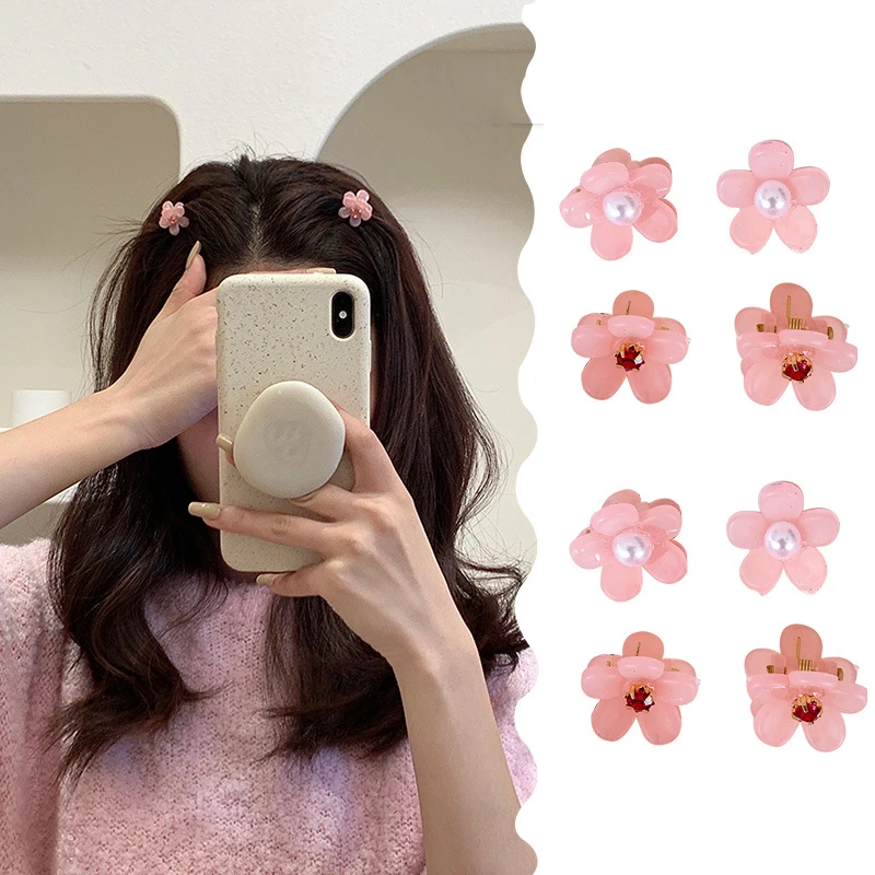 

Заколка для волос, акриловая, с розовыми цветами и жемчужными шт./упак., 2 маленькие зажимы для волос