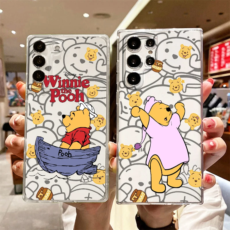 

Disney Winnie Pooh Cute Transparent Phone Case For Samsung S23 S22 S21 S20 FE Ultra Pro Lite S10 S10E S9 S8 Plus 5G