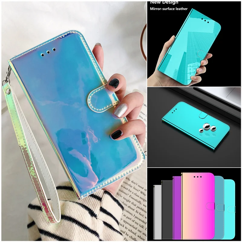 

For Asus Zenfone 9 Case on for Asus Zenfone 9 AI2202 1A006EU AI2202 AI2202 B Fashion Mirror Flip Stand Surface Wallet Book Cover