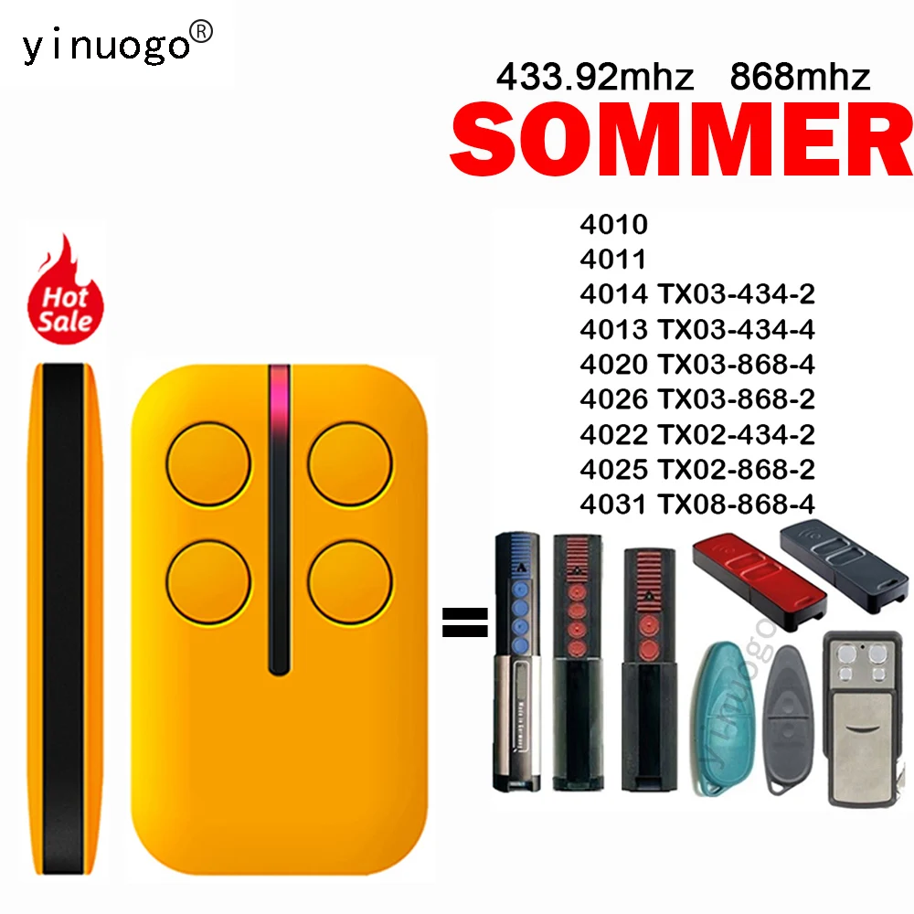 

Новейший пульт дистанционного управления SOMMER для гаражных ворот 433 МГц 868 МГц 4011 МГц, замена SOMMER 4025 4031 4035 4025 APERTO 4021 4026 4020