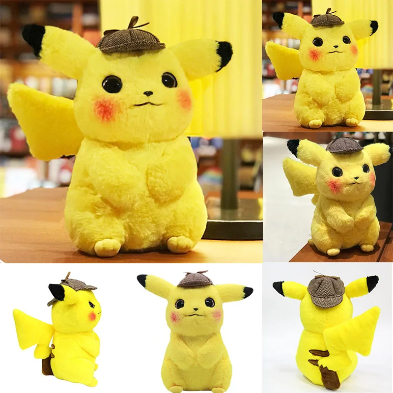 

28cm Takara Tomy Pokemon Great Detective Pikachu Plush Toy High Quality Cute Anime Stuffed Plush Doll Pillow Boys Holiday Gift