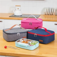 square portable women insulated lunch bag oxford cloth picnic food thermal bento box cooler bag travel storage container handbag