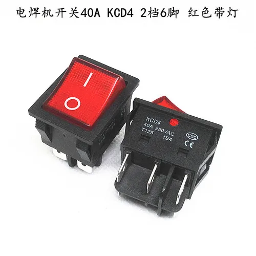 

Электрический сварочный аппарат высокого напряжения лодочного типа переключатель 40 А высокомощный Кулисный источник питания KCD4 с лампой тип лодки четыре ножки красный