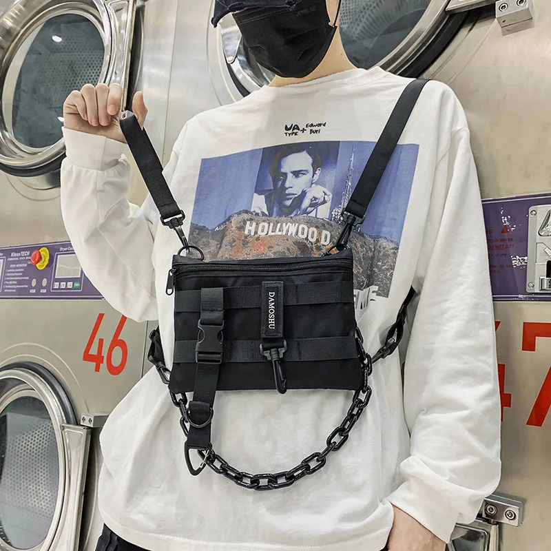 

Functional Tactical Chest Bags for Men Fashion Bullet Hip Hop Vest Streetwear Bag Waist Pack Female Black Chest Rig Bag Pouck