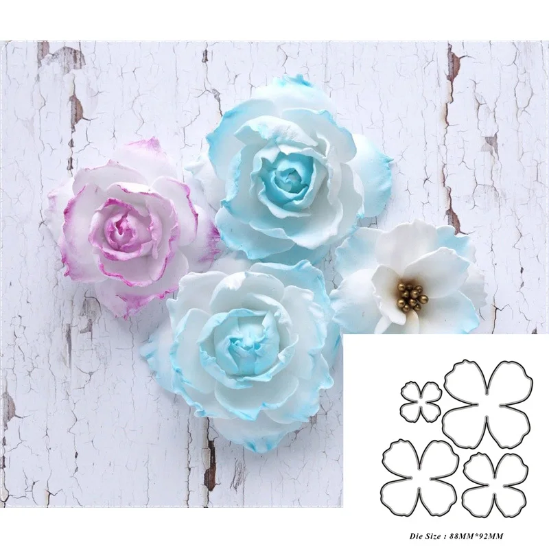 

Metal Cutting Dies Stencil 3D Rose Flower Frame Background Die Cut New 2022 Scrapbooking Stamp Craft Christmas Wedding Card DIY