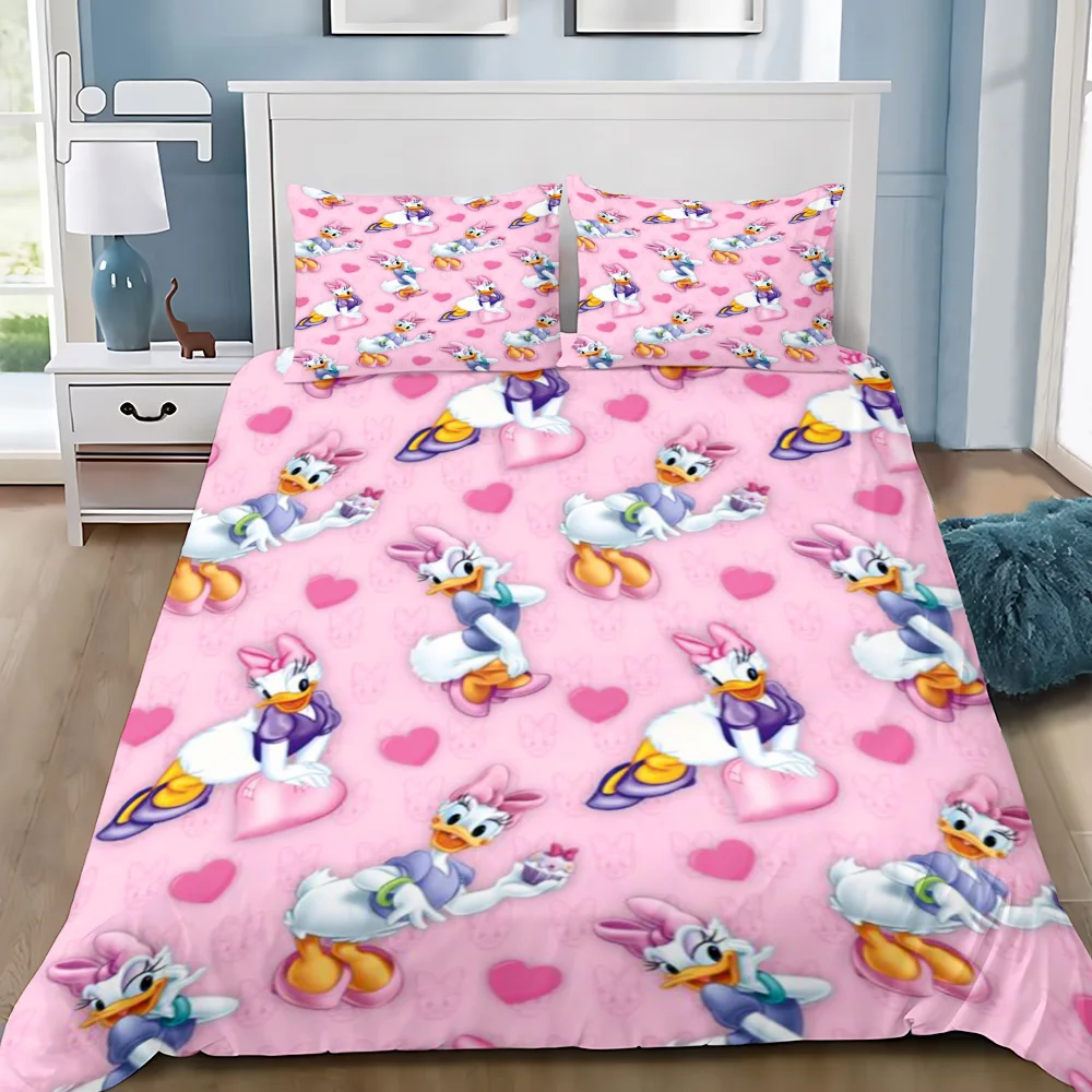 Duvet Cover Pillowcase Bedding Set Cartoon Daisy Duck Adult Boy Girl Bedroom Decoration Children Gift Single Double Large Size