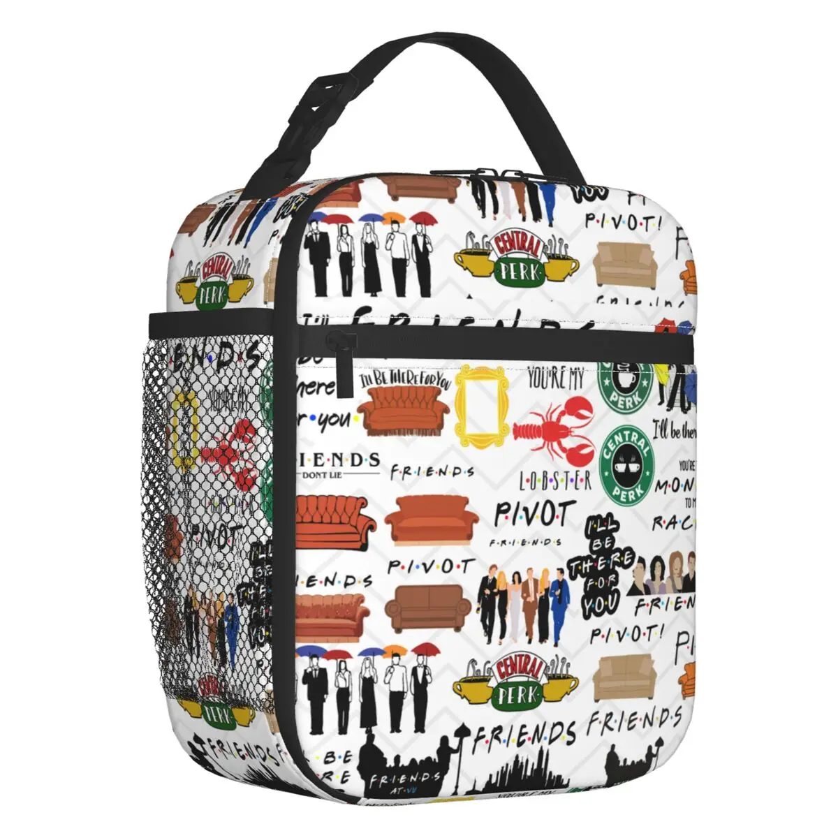 

Vintage Friends Symbol Collage Insulated Lunch Bag for Outdoor Picnic TV Show Portable Thermal Cooler Lunch Box Women Kids