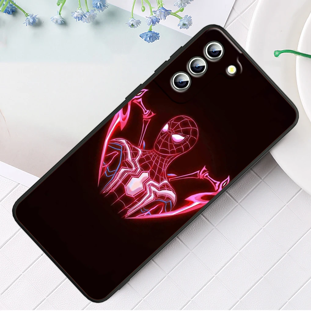 Marvel Spiderman logo Phone Case For Samsung Galaxy S23 S22 S21 S20 FE Ultra Pro Lite S10 S10E S9 Plus 5G Black Funda Cover