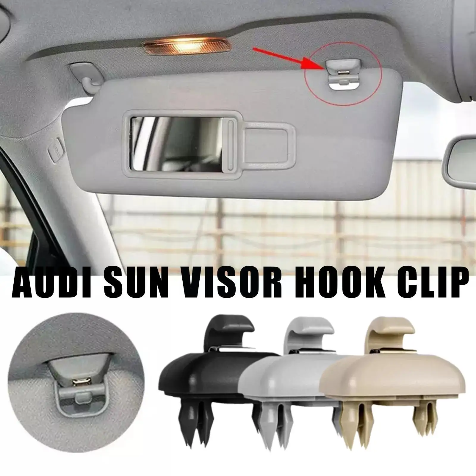 

Sun Visor Clip Hook Holder to 8U0857562 8E0857562 for Audi A1 A3 A4 A5 Q3 Q5 2013 2014 2015 High Quality Plastic Gray Beige M6K9