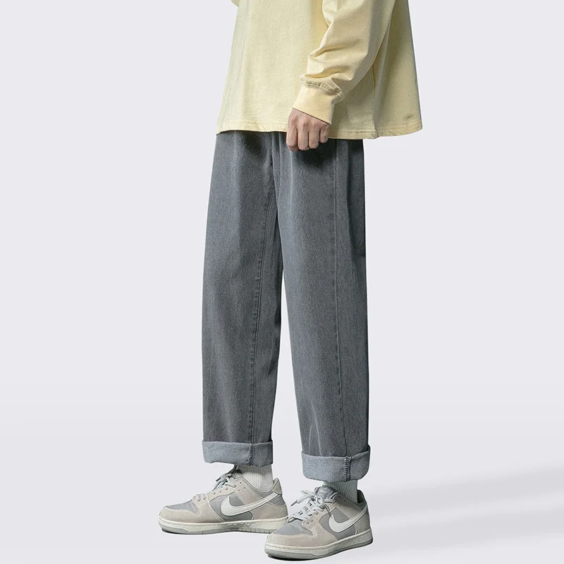 4-color Baggy Jeans Men Fashion Retro Casual Straight Jeans Men Streetwear Korean Loose Biker Denim Pants Mens Trousers M-3XL