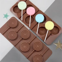 6 cavity circle lollipop silicone chocolate mold cake fondant cookie mould jelly pudding doughnut molds diy kitchen baking tools