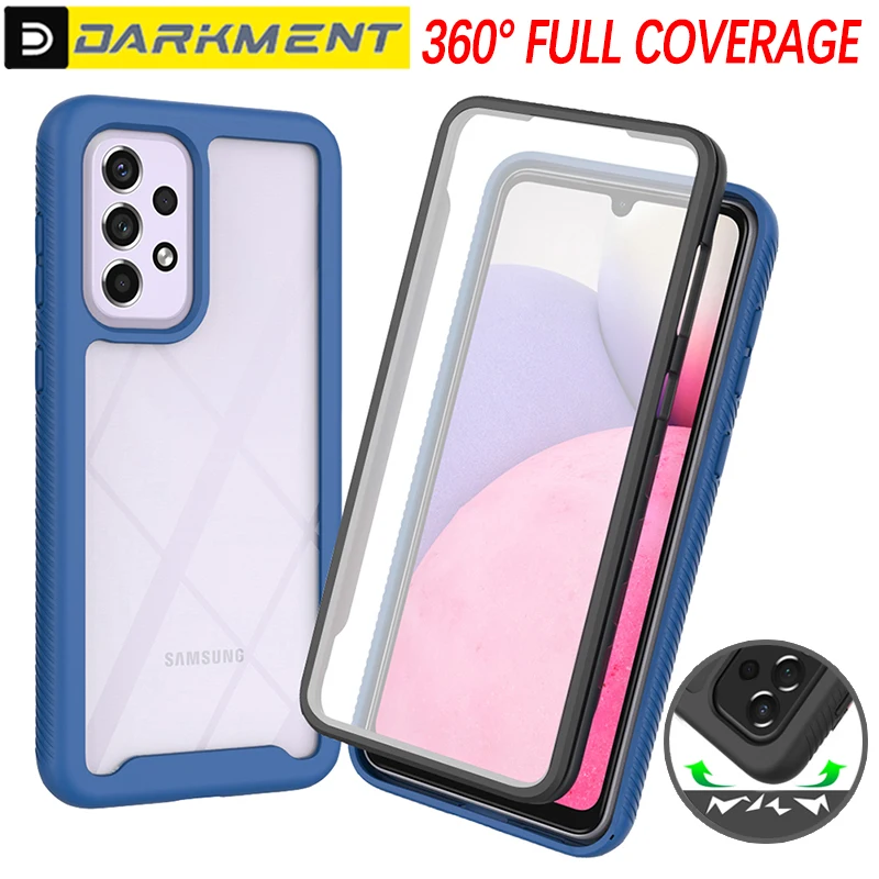 

Double Sided Protection Clear Phone Case For Samsung Galaxy A73 A53 A33 A23 A13 5G A03S A03 Solid Color Frame Transparent Cover