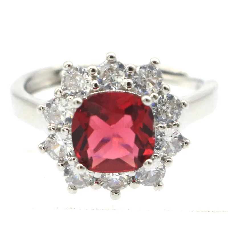 

14x14mm Gorgeous AAA Red Garnet CZ Engagement Fine Jewelry Silver Rings Earrings Minimalist style