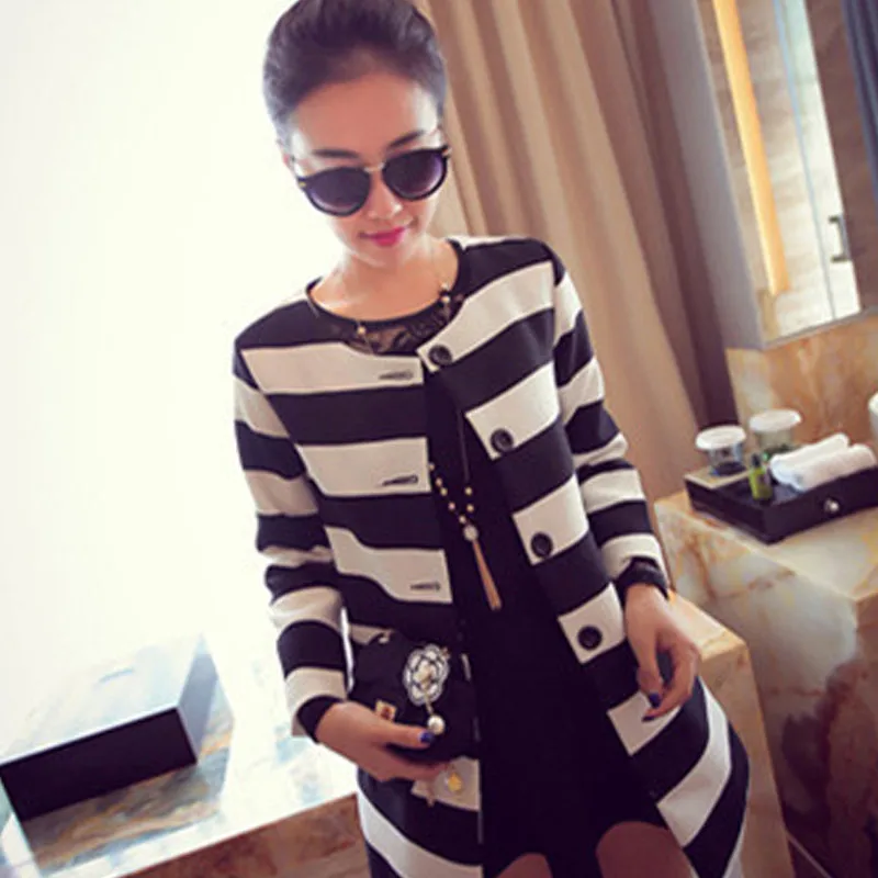 

Black and white stripe printed coat, fashion, outwear jacket