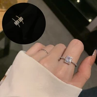 delicate square cubic jewelry gifts for women girls zircon rings micro paved adjustable ring