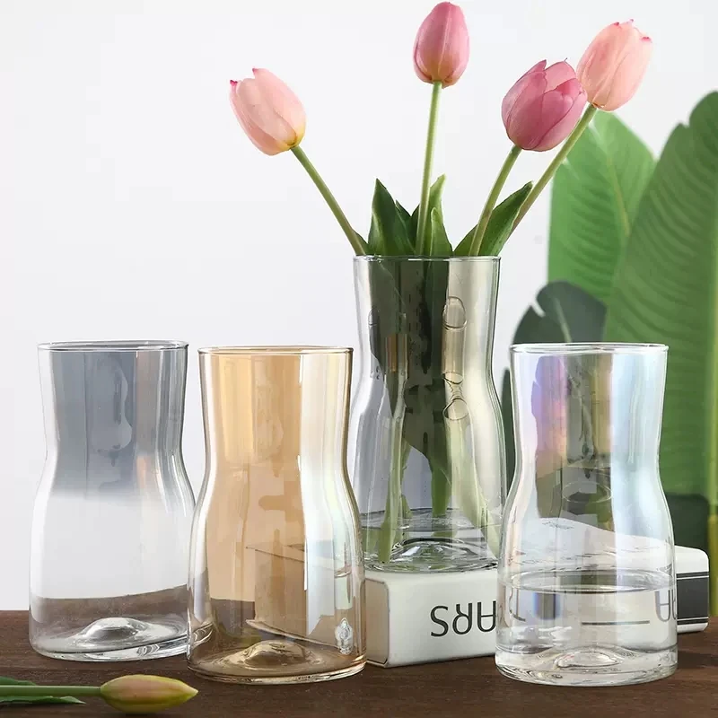 Скандинавские стеклянные вазы креативные градиентные простое украшение сушеные