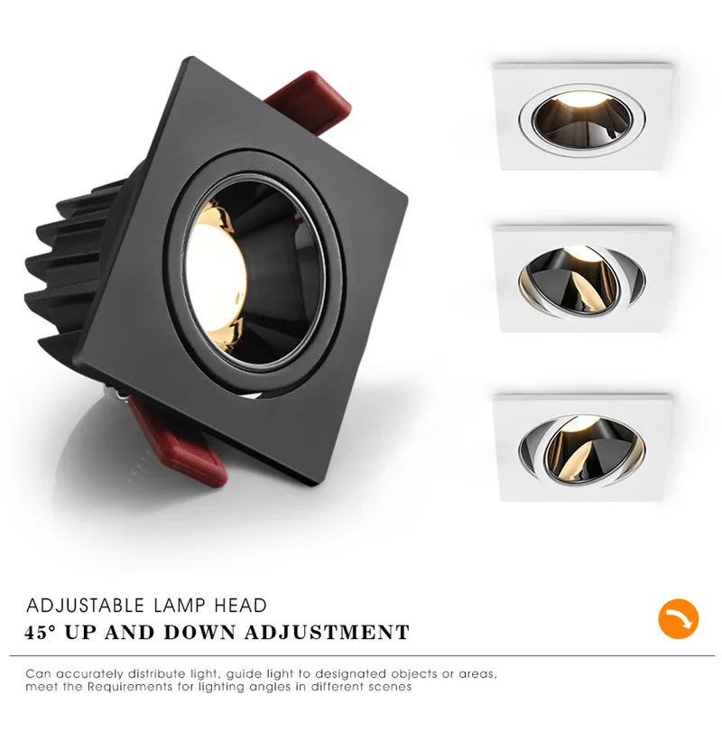 Цена Встраиваемая Светодиодная потолочная лампа 24 Вт 10 Вт, светодиодные точечные светильники с одной/двойной головкой, CREE COB, защита от фотосвета...