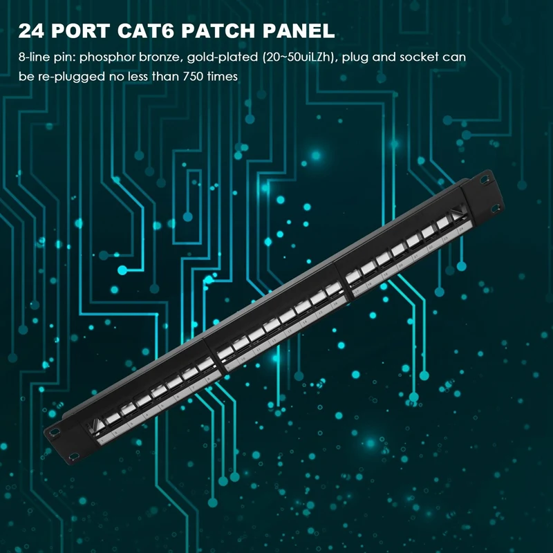 19-дюймовая стойка 1U для шкафа Проходная 24 порта патч-панель CAT6 контактный порт RJ45